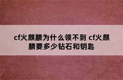 cf火麒麟为什么领不到 cf火麒麟要多少钻石和钥匙